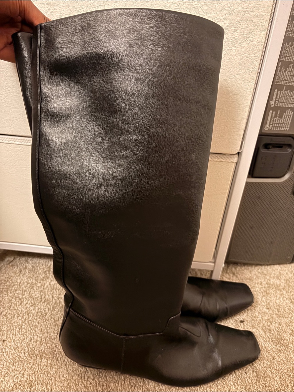 Tall knee high Black Leather Knee-High Boots